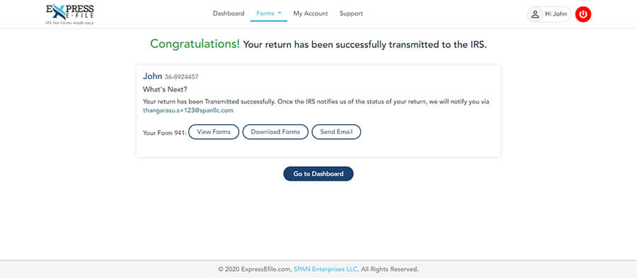 Transmit to the IRS