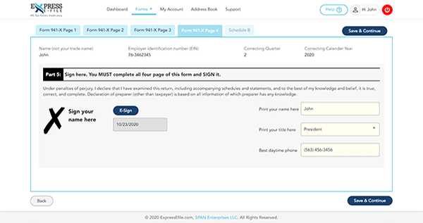 Completing Page 3 (Part 5) of Form 941-X