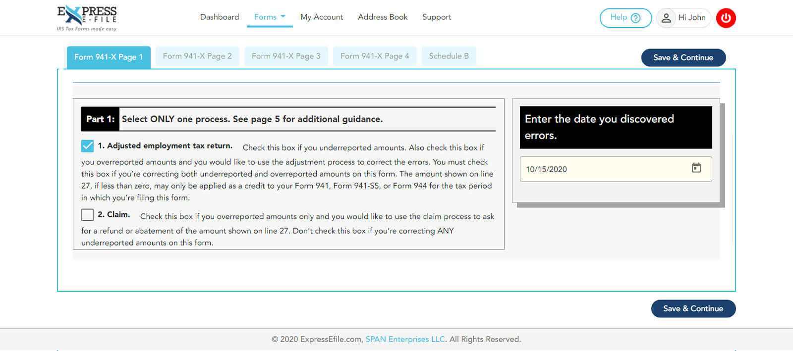 Completing Page 1 (Part 1) of Form 941-X