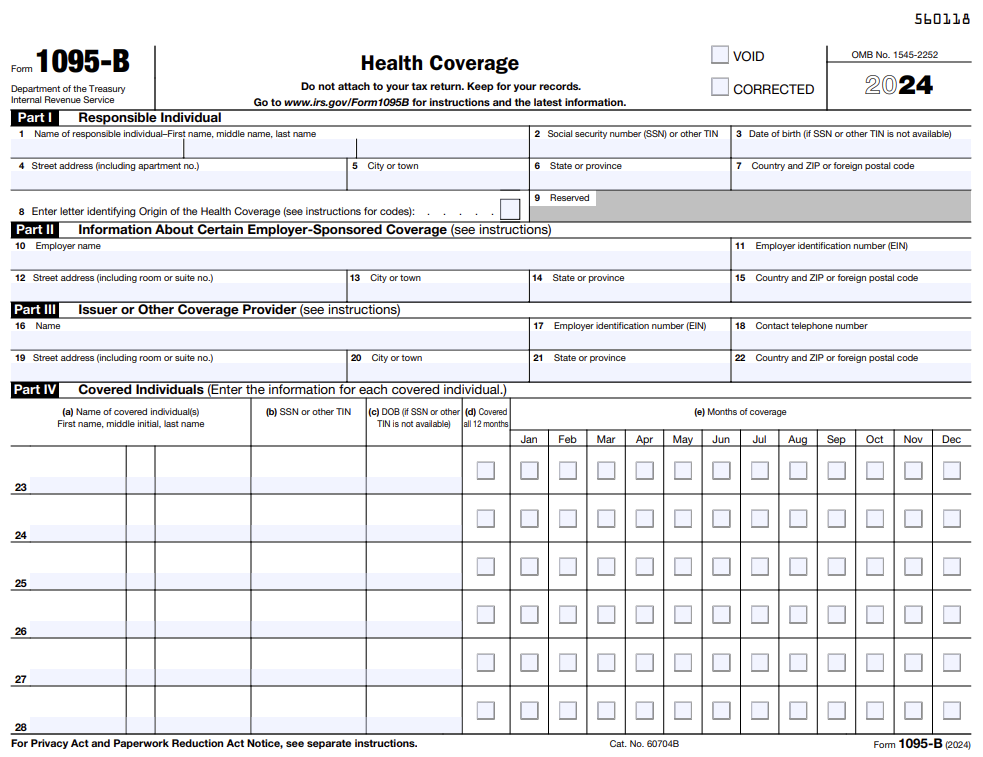 Form 1095-B for 2023