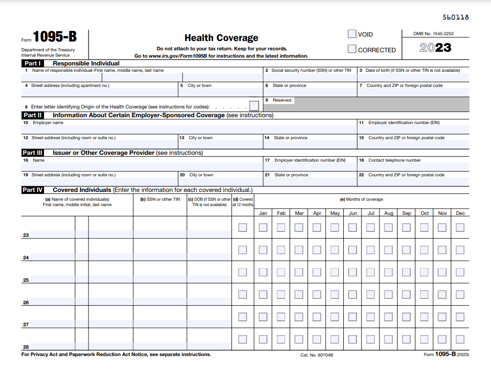 Form 1095-B for 2023