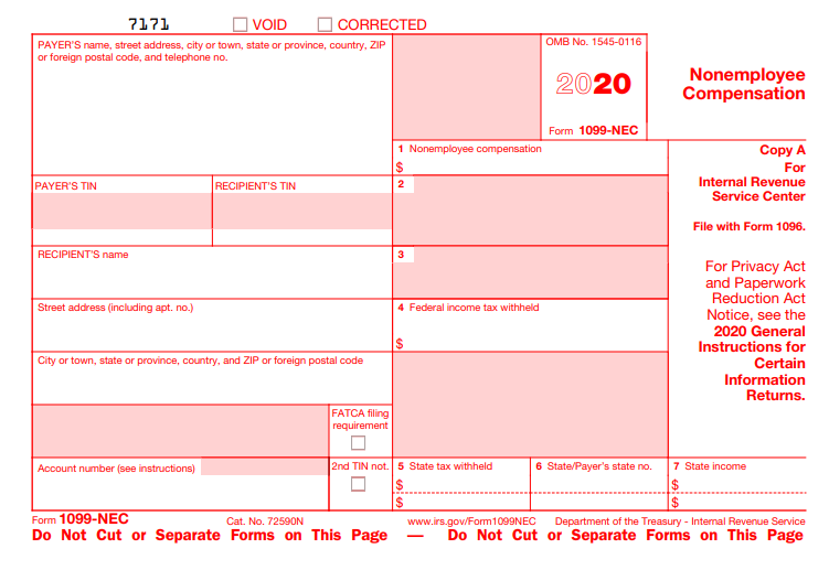 IRS Form 1099NEC Due Date 1099NEC Deadline for 2020