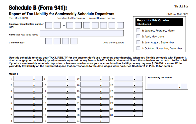 Form 941 Schedule B
