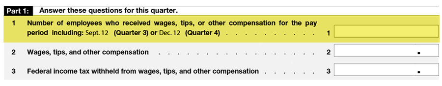 Form 941 Quarter 3 Changes Line 1