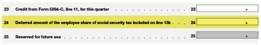 Form 941 Quarter 3 Changes Line 24