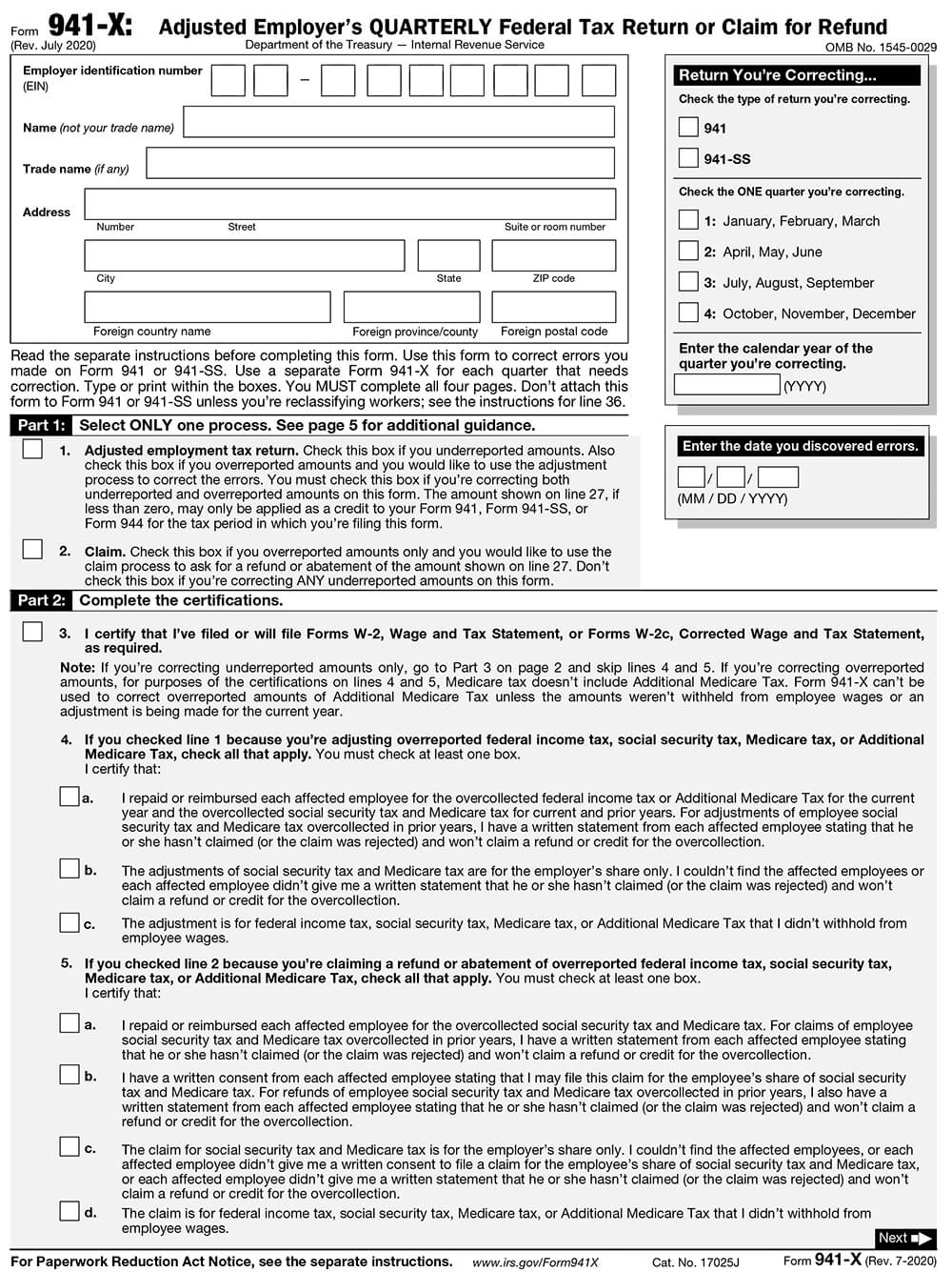 Form 941-X