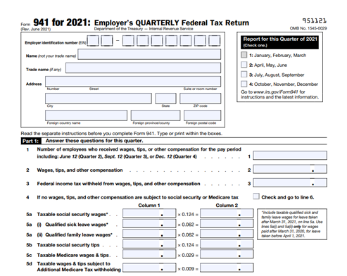 Form 941 for 2021