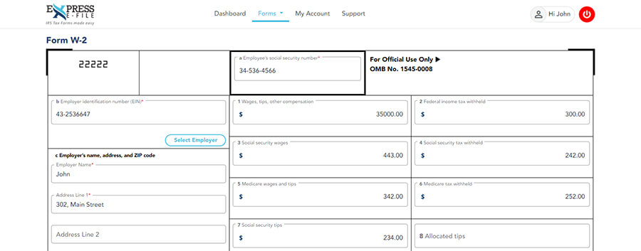 Choose Form W-2