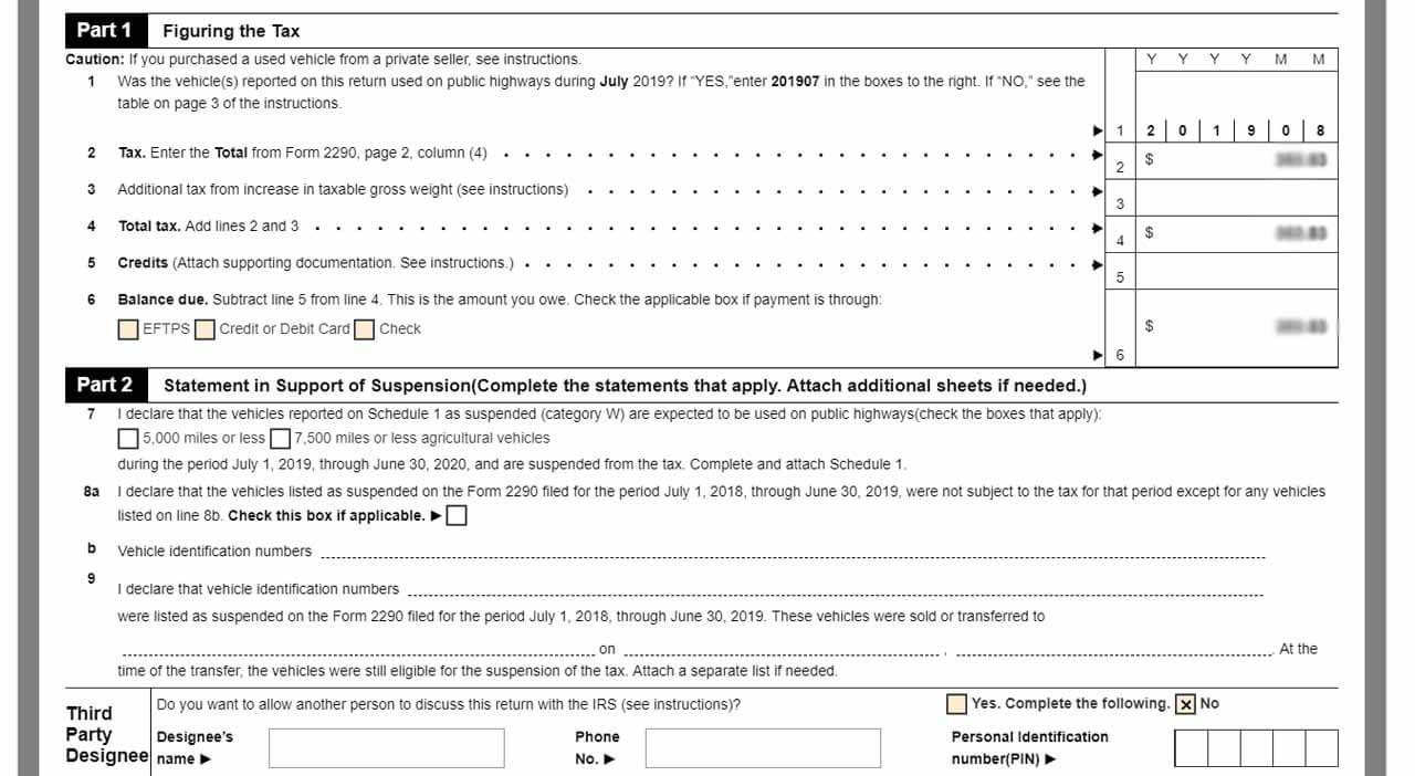 Review & Complete Form 2290