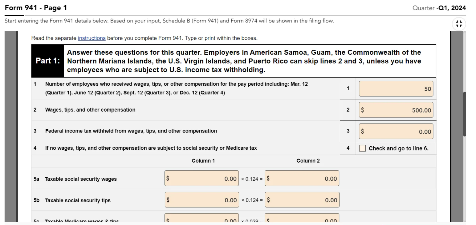 Choose Form 941