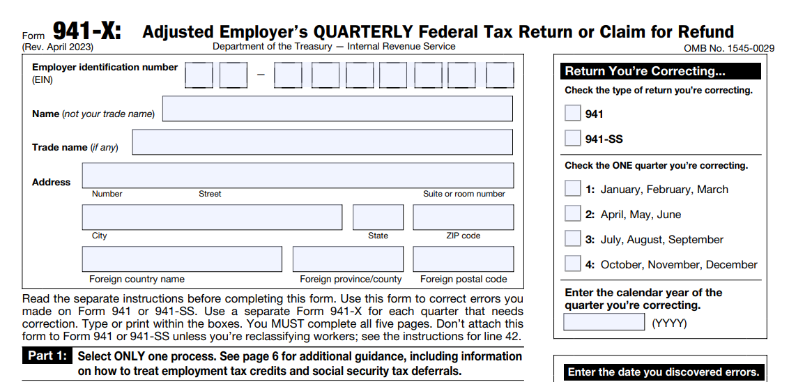 Form 941-X