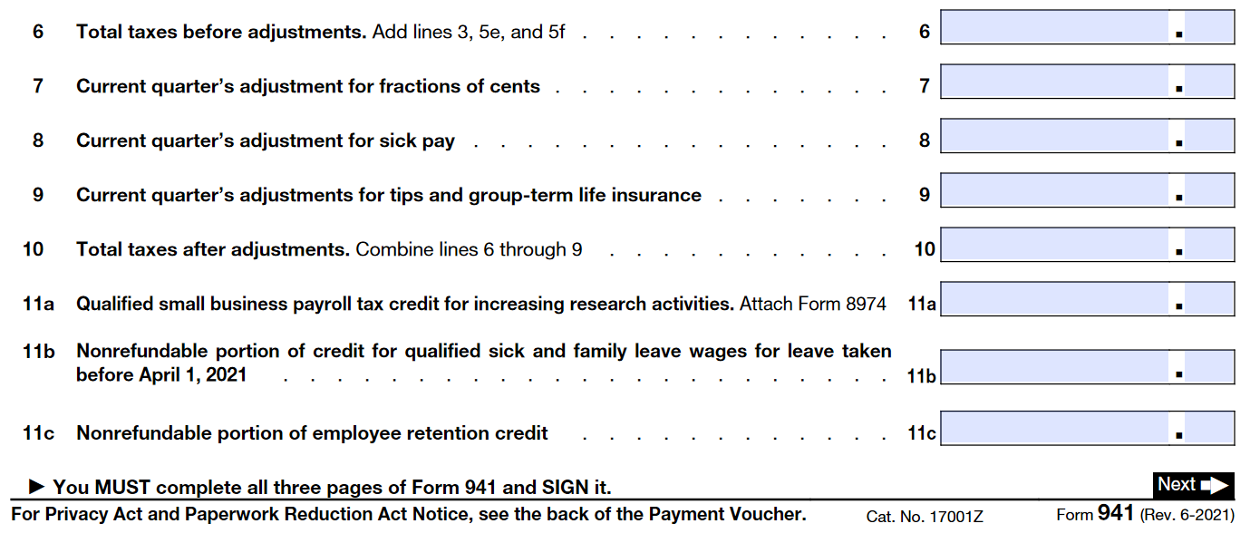 Form 941 Instructions for 2021