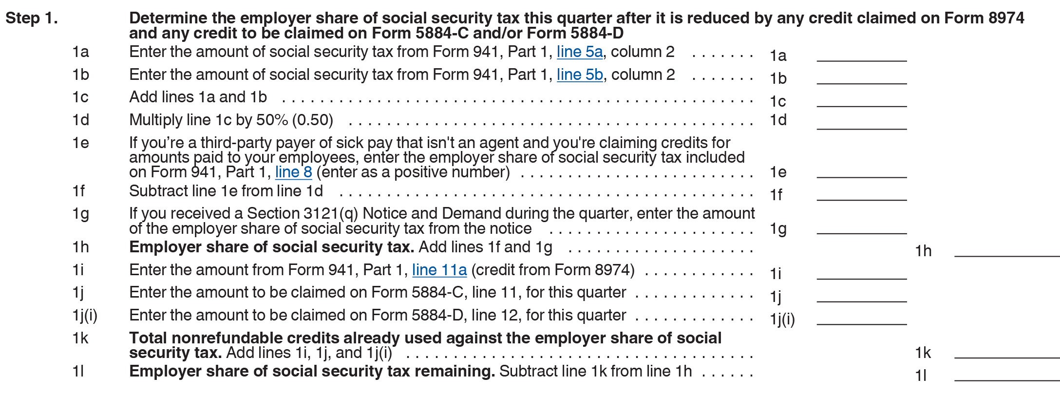 Form 941 Worksheet 1 for 2021