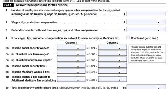 Form 941 instructions